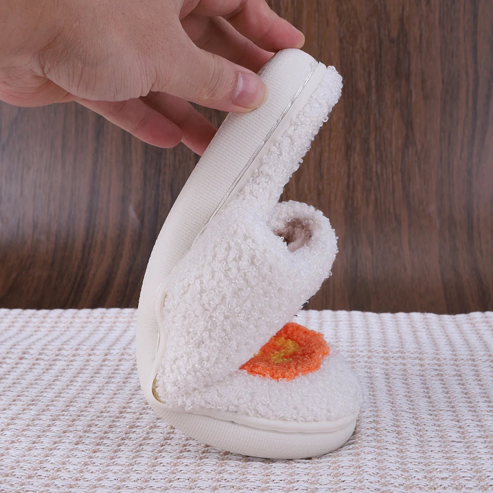 Pumpkin Cat Plush Slippers – Fuzzy Closed-Toe Indoor Shoes