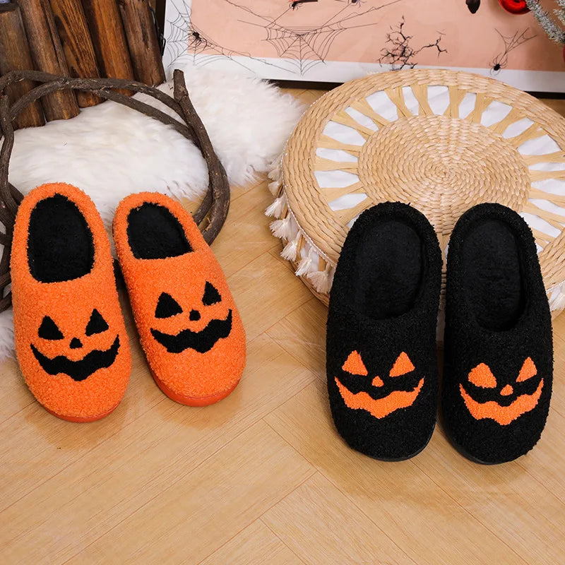 Cozy Pumpkin Plush Slippers – Women’s Indoor Winter Slides
