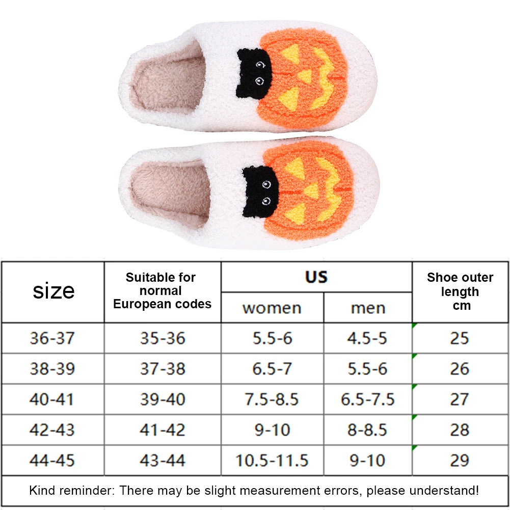 Pumpkin Cat Plush Slippers – Fuzzy Closed-Toe Indoor Shoes